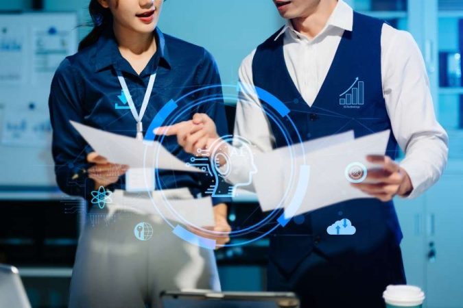 Collaboration professionnelle autour d’une solution d’IA pour le traitement des données en entreprise.